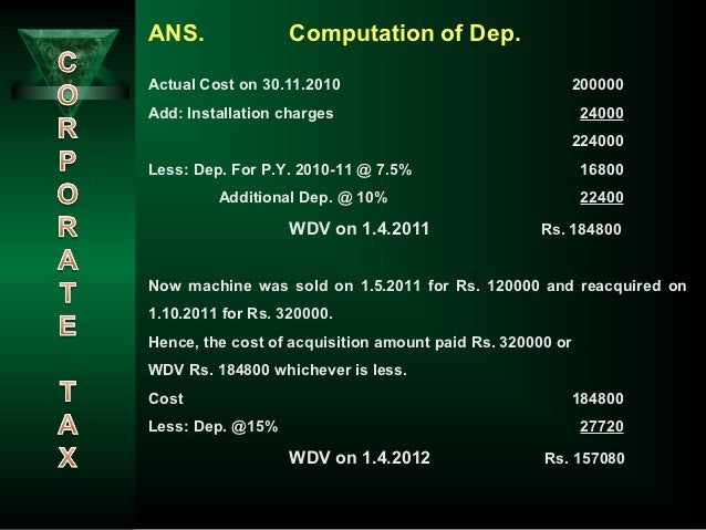 depreciation rates as per income tax act for a.y.2012-13